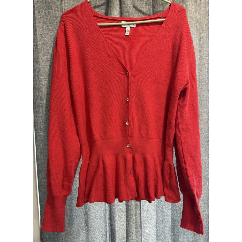 Sofia Jeans by Sofia Vergara Womens sz XL Cardigan Sweater w/ Peplum Hem Buttons